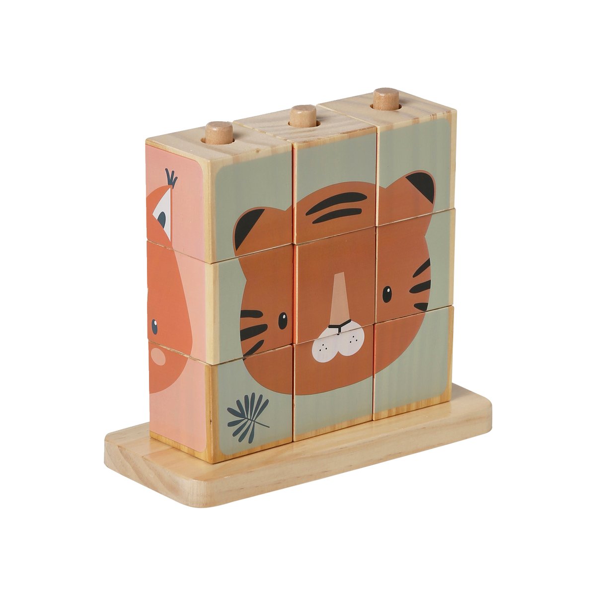 Puzzle de cubes à empiler en bois FSC® beige, VERTBAUDET