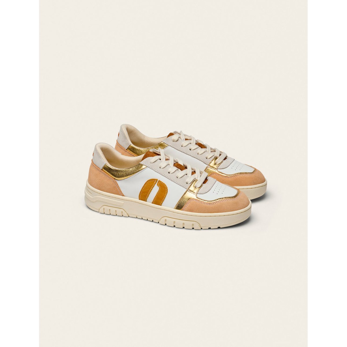 Baskets basses NORA blanc blush doré, ODAJE