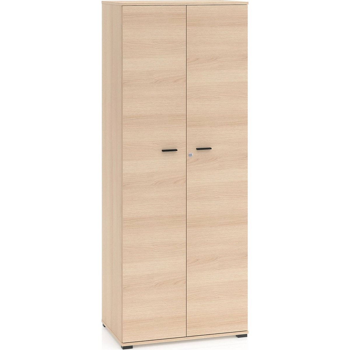 Armoire 2 portes collection ODELIS chêne lindberg et noir, RECOLLECTION