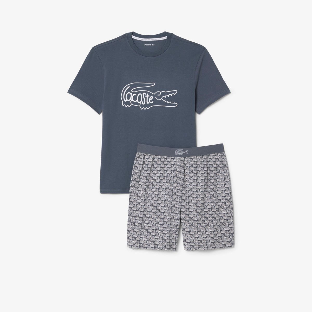 Pyjashort en jersey imprimé crocodiles gris-2si, LACOSTE