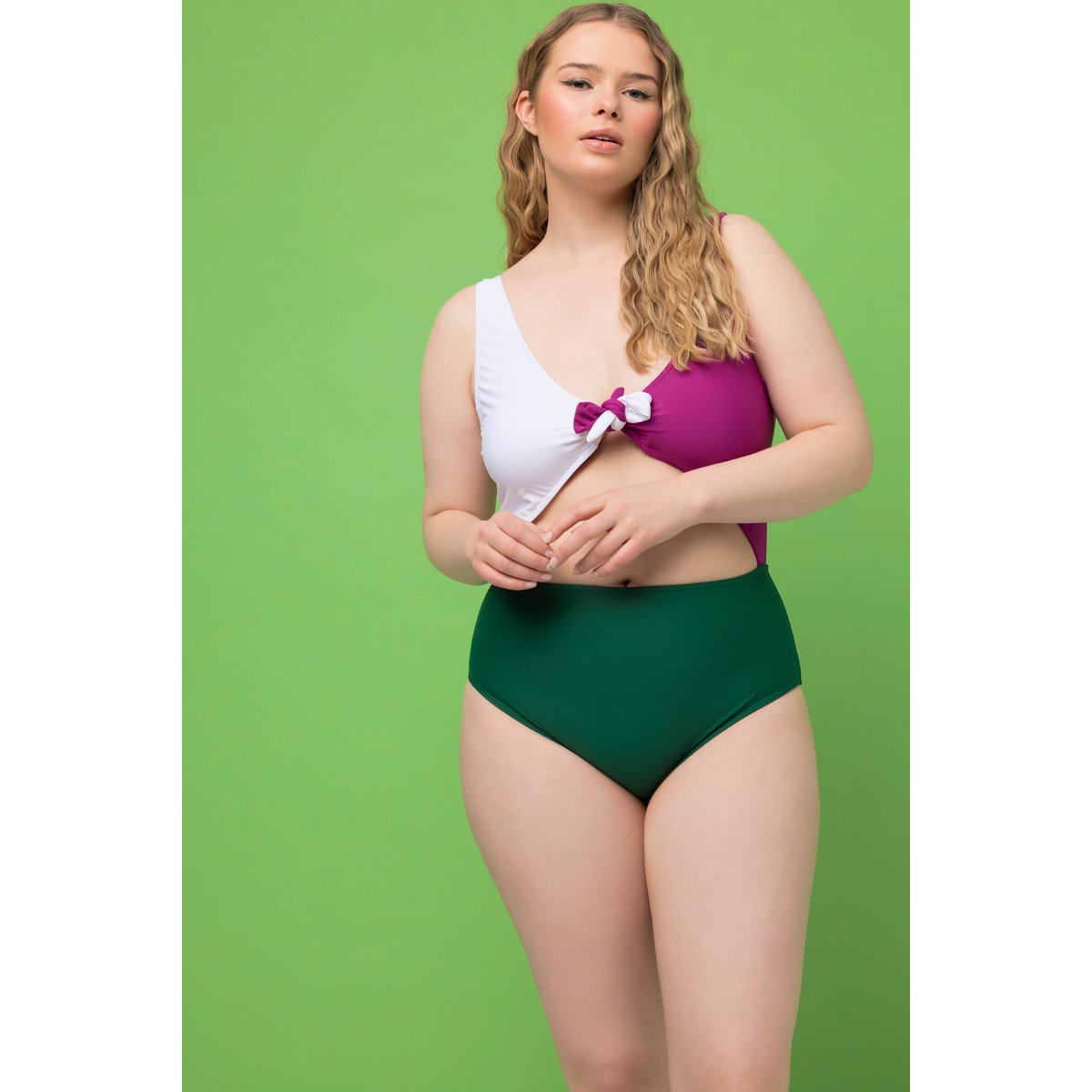 Maillot de bain, bonnets paddés, tricolore vert moyen, STUDIO UNTOLD