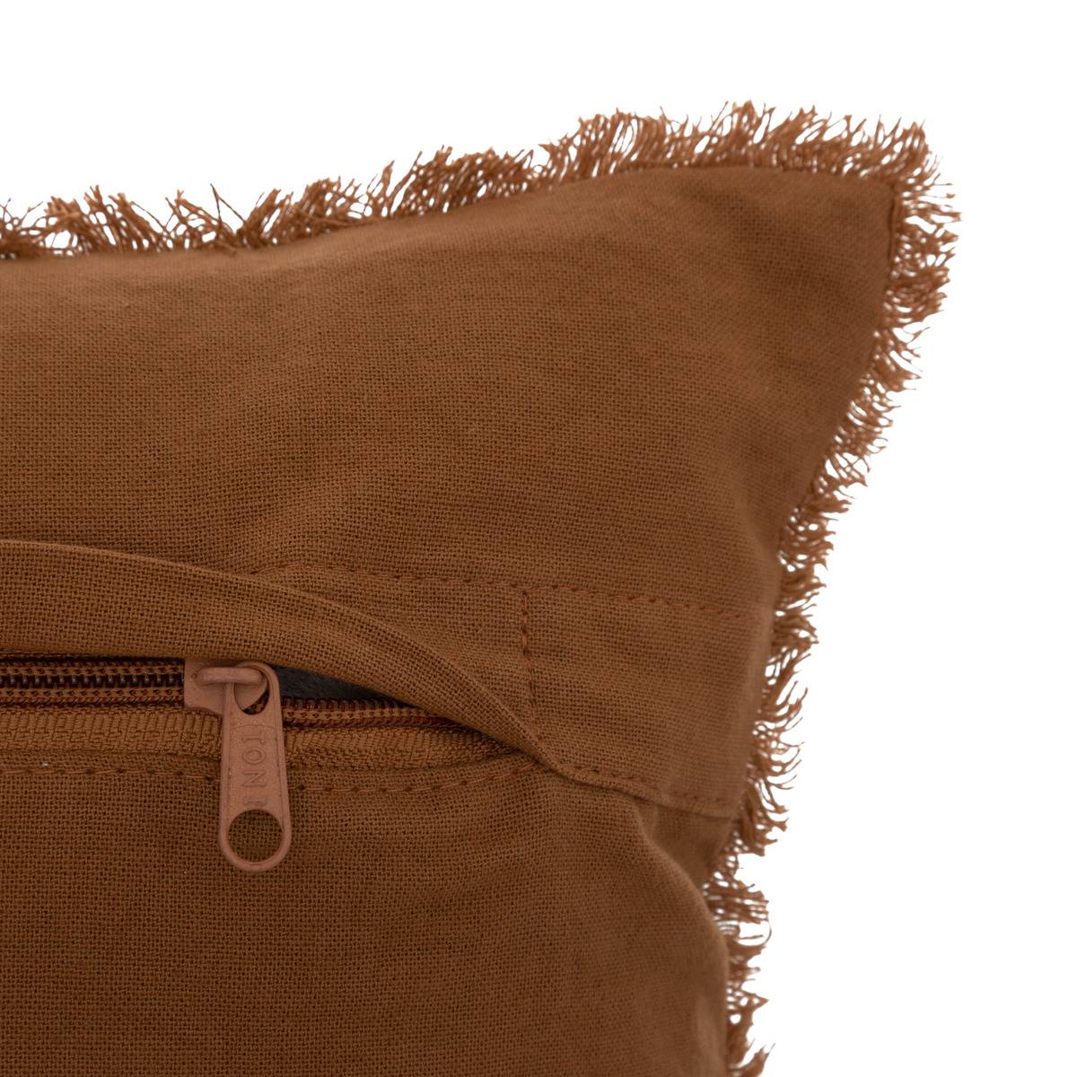 Coussin déhoussable à franges WIDDY terracotta, ATMOSPHERA