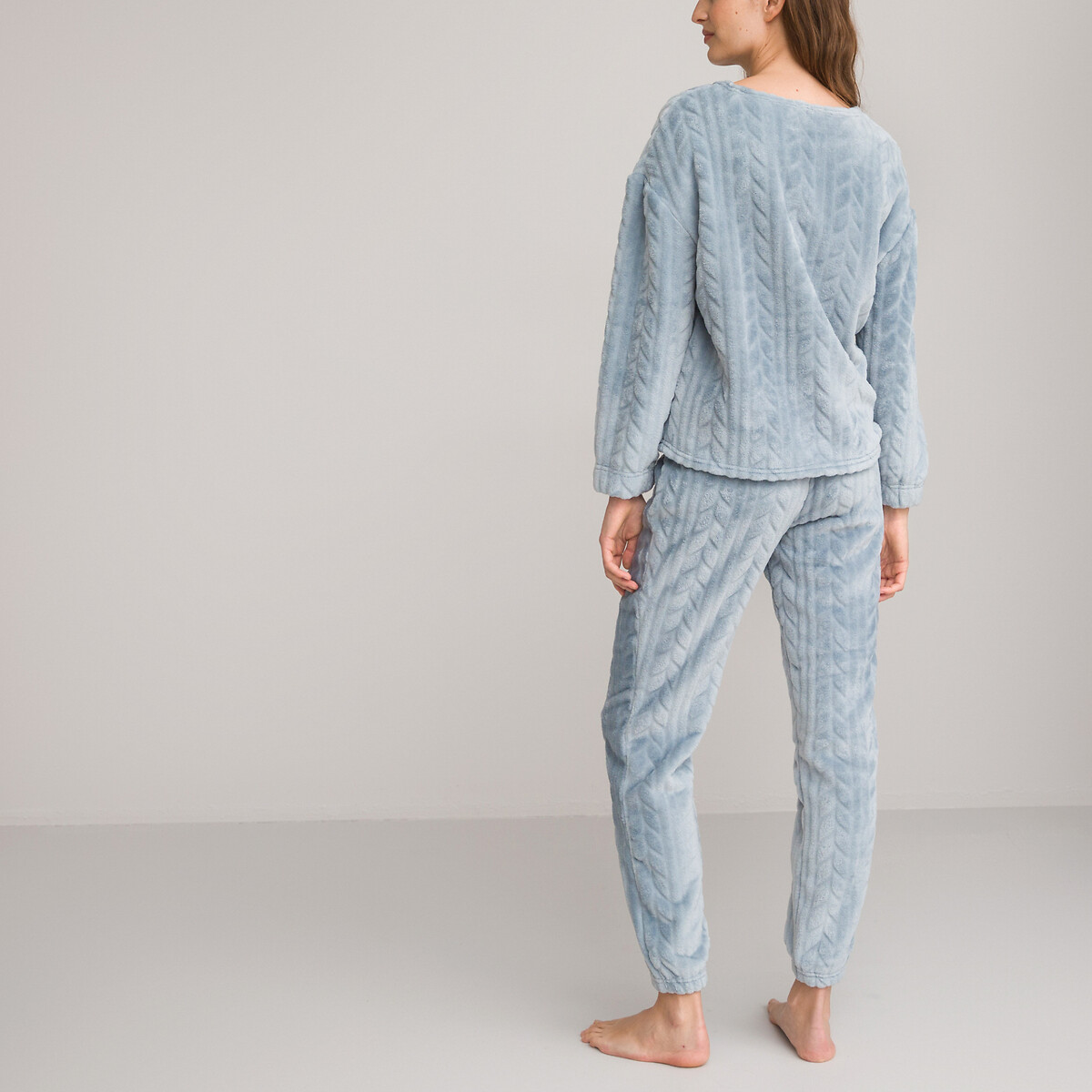 Cable Knit Fleece Pyjamas grey-blue, SO'HOME