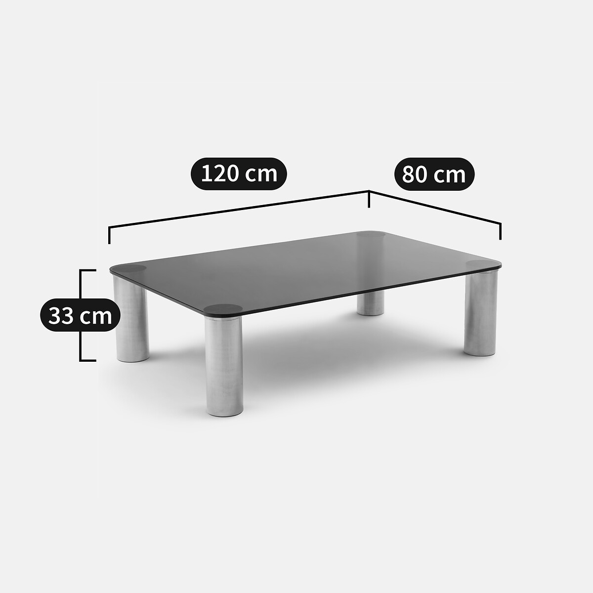 Mesa de centro de vidrio templado y acero, Ramcel cristal ahumado, LA REDOUTE INTERIEURS