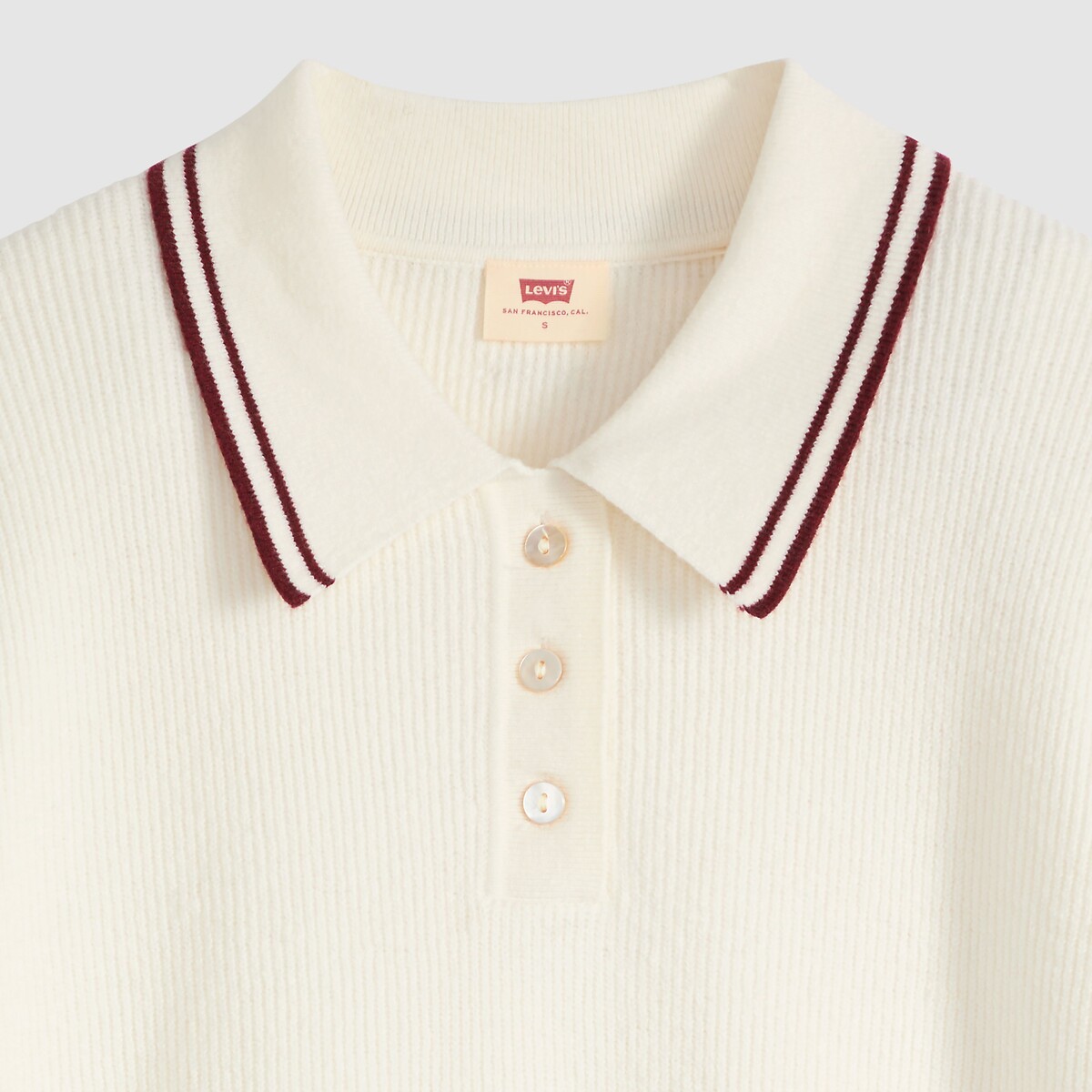Pull manches courtes col polo ecru, LEVI'S