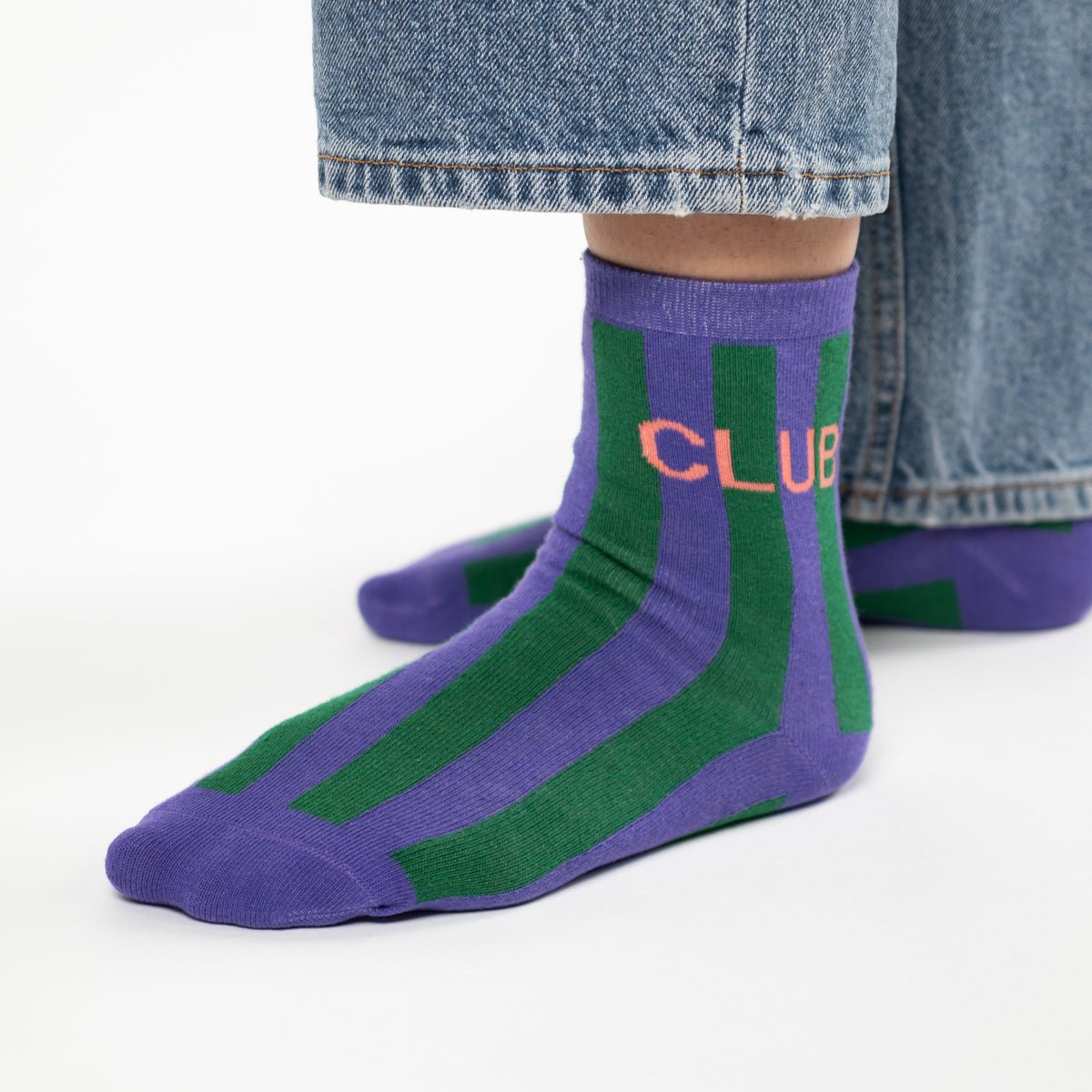Chaussettes en coton peigné A MESSAGE violet et vert, BILLYBELT