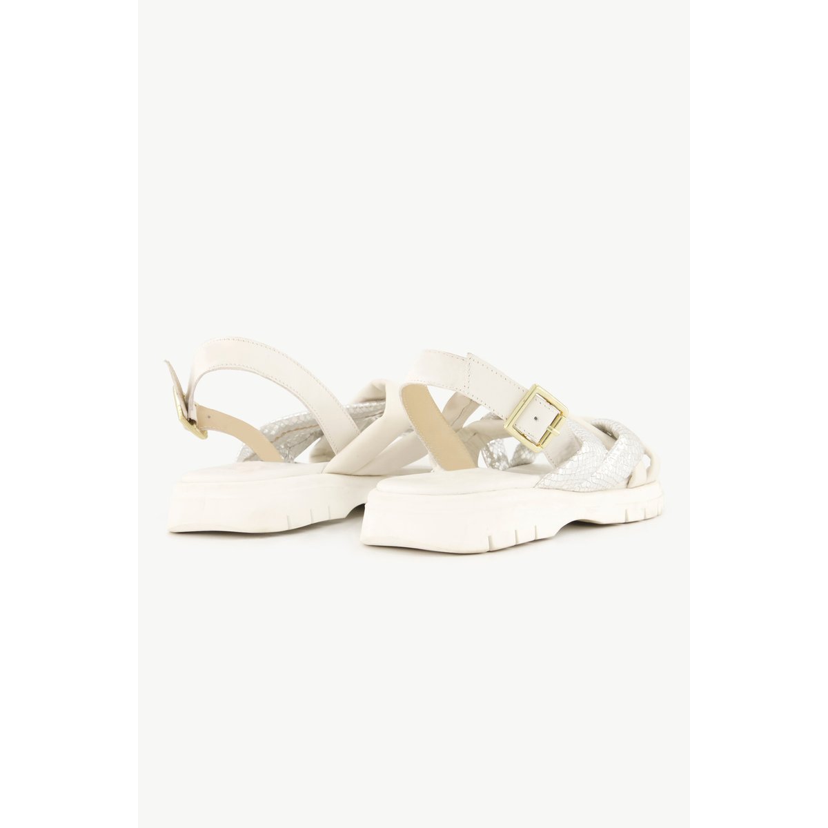 Sandales en cuir , pied large blanc neige, ULLA POPKEN
