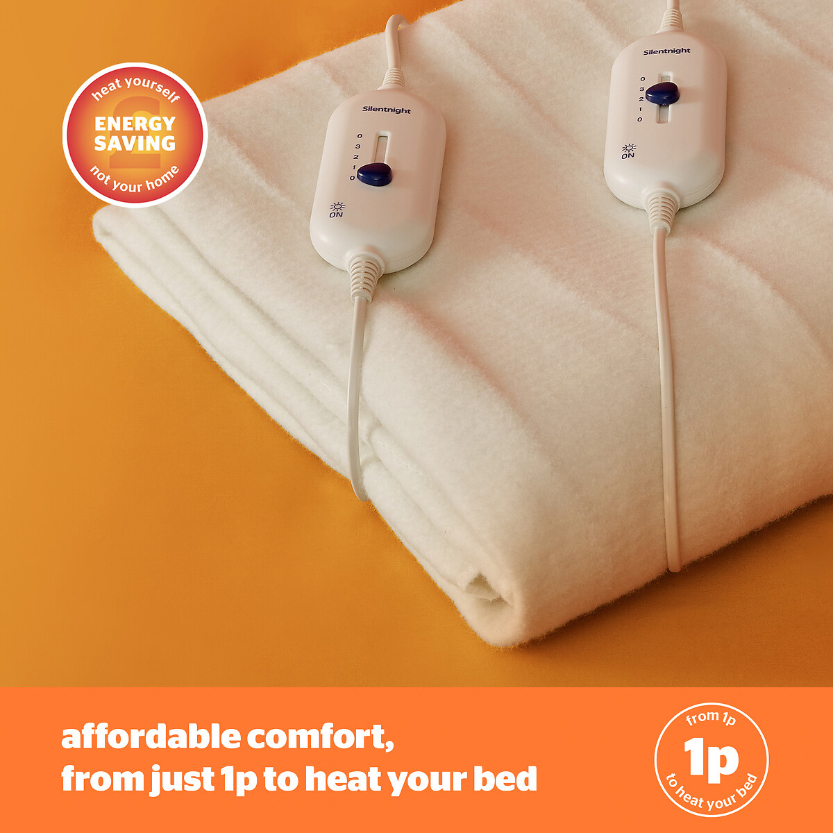 Double Yours and Mine Dual Control Electric Blanket white, SILENTNIGHT