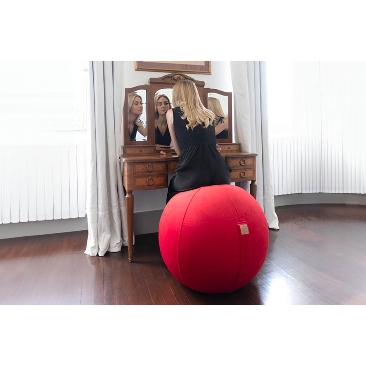Balle d'assise gonflable CELESTE VELOURS rouge scarlett, JUMBO BAG