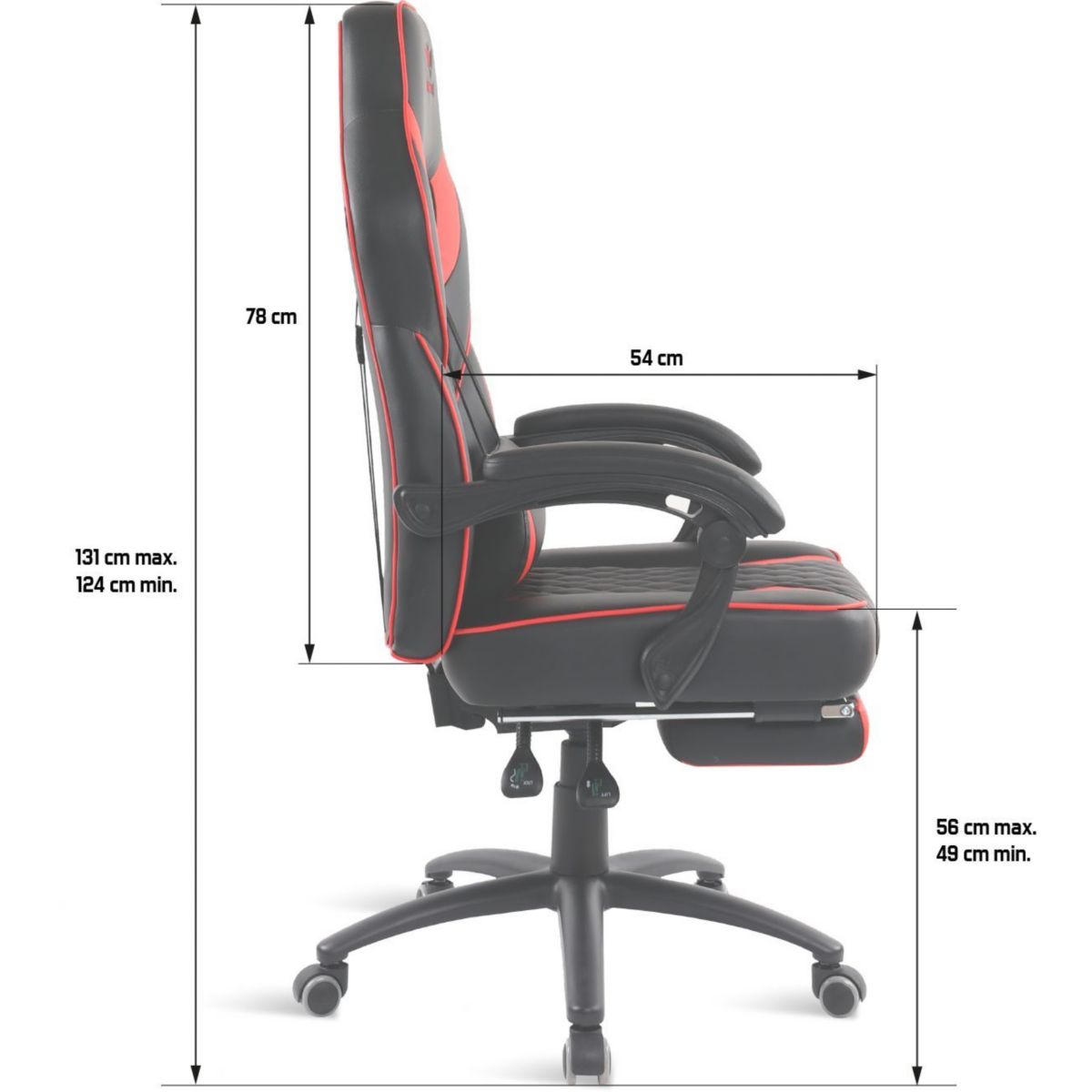 Chaise gaming MUSTANG SERIES - RED couleur unique, SPIRIT OF GAMER