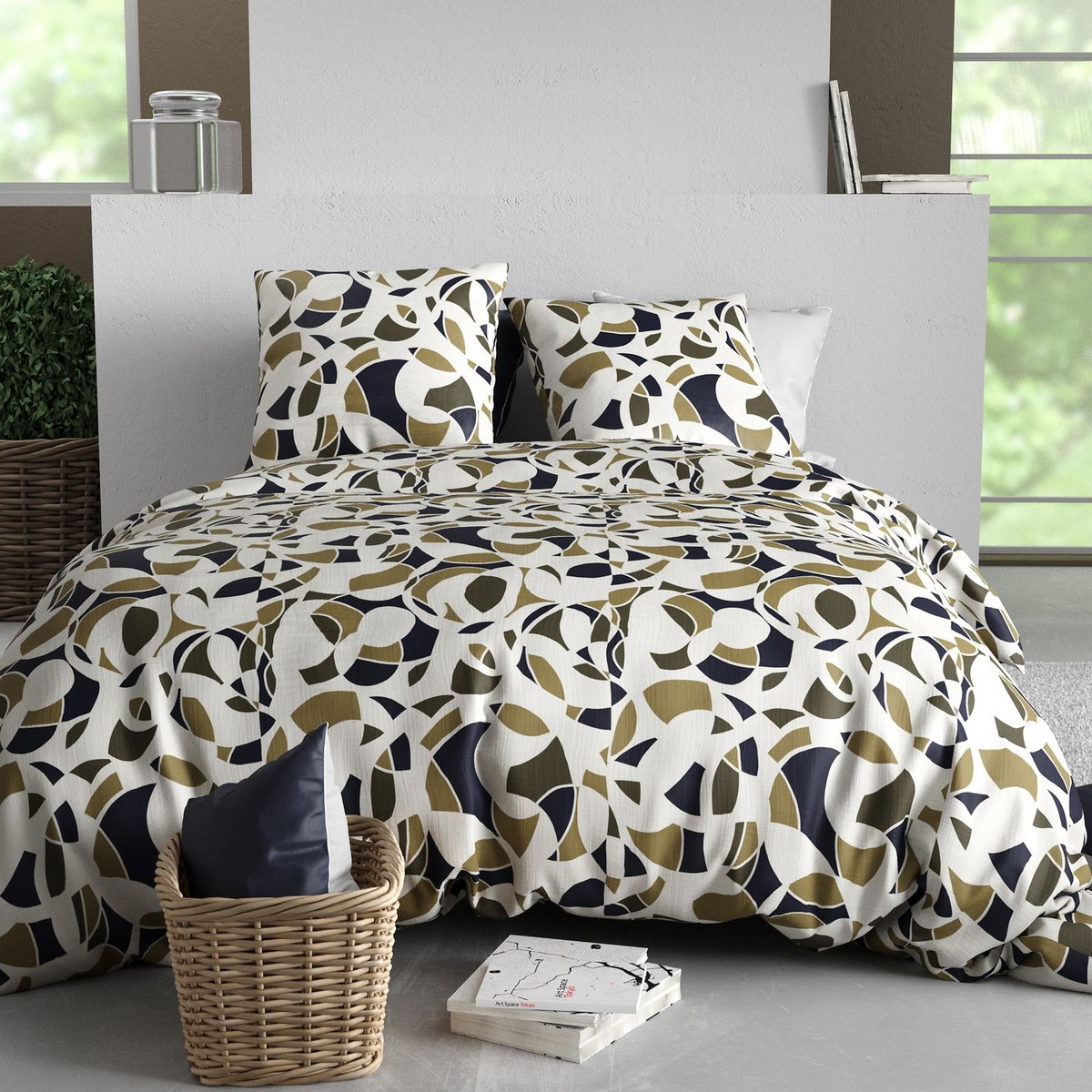Parure de lit - Housse de couette Coton 57 fils multicolore, EDEN