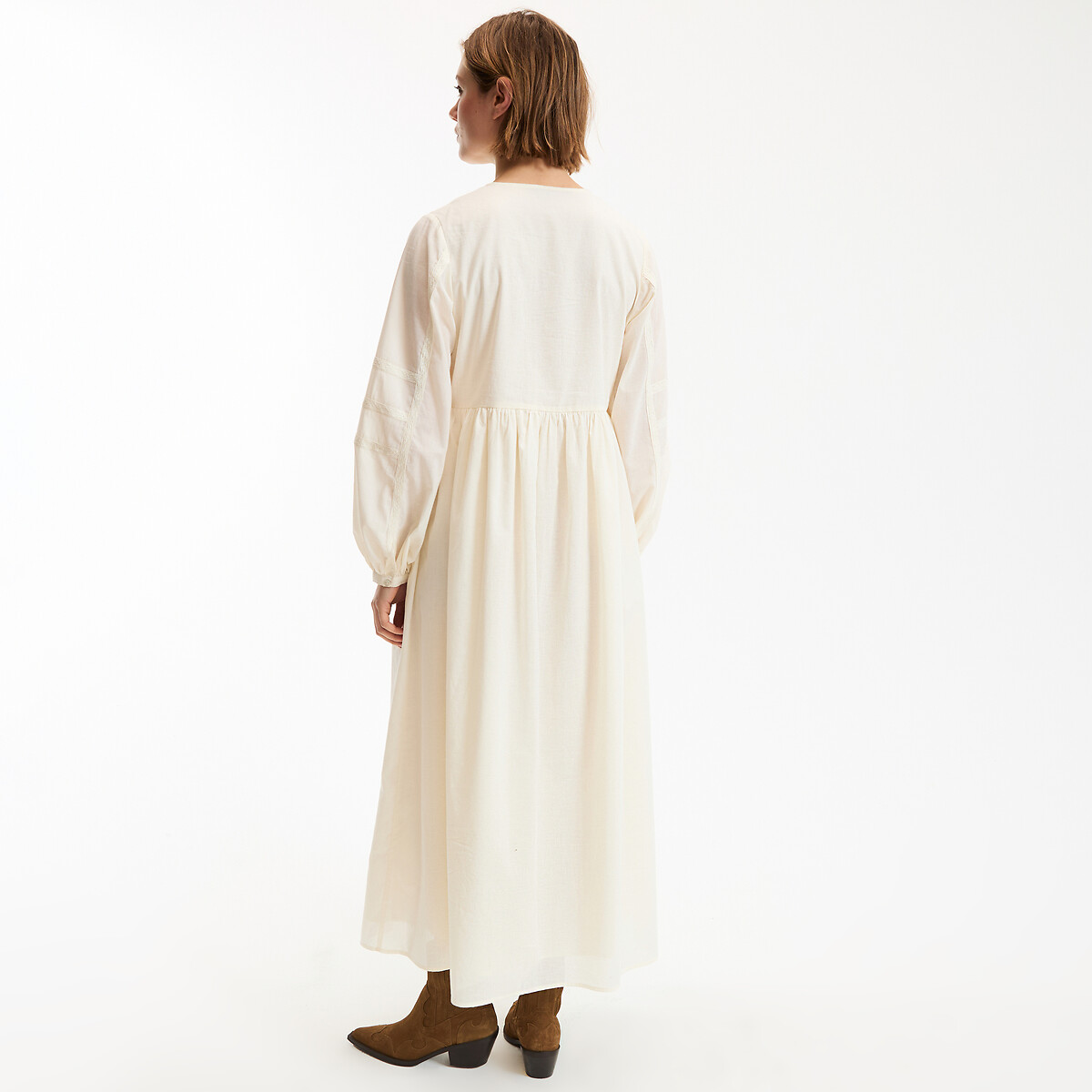 Robe évasée, longue, manches longues ivoire, LA REDOUTE COLLECTIONS
