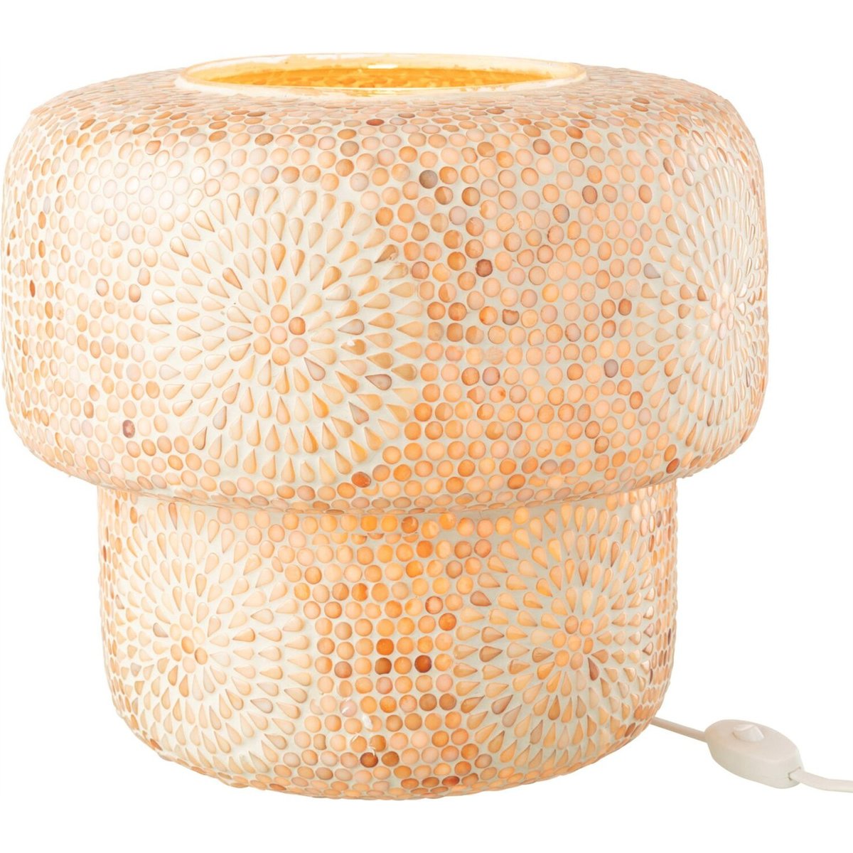 Lampe de table mosaïque en verre beige et blanc, RECOLLECTION