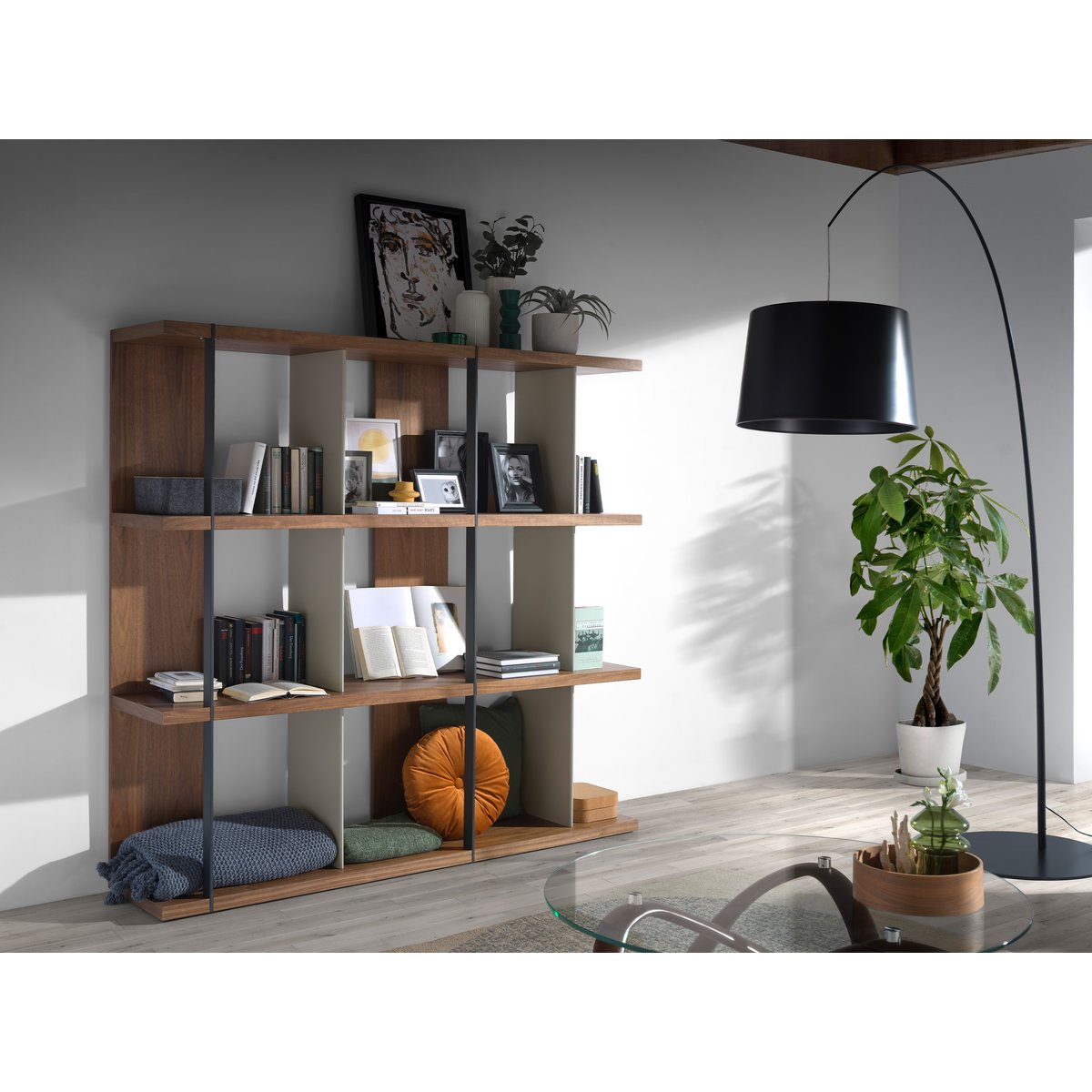 Etagère en noyer et bois gris gris | noyer | noir, ANGEL CERDA
