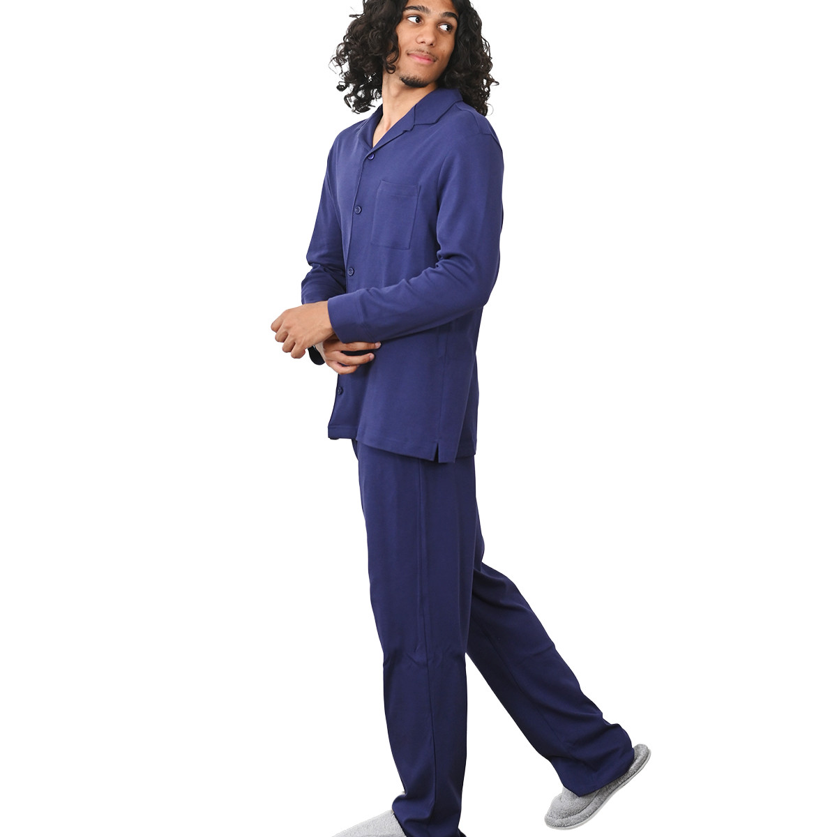 Pyjama mixte à chemise + pantalon YALE marine, SENSEI MAISON