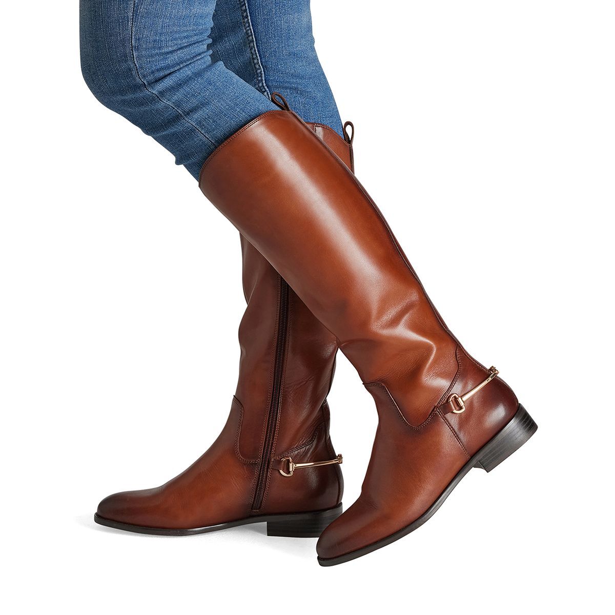 Bottes en cuir marron cognac, MARCO TOZZI