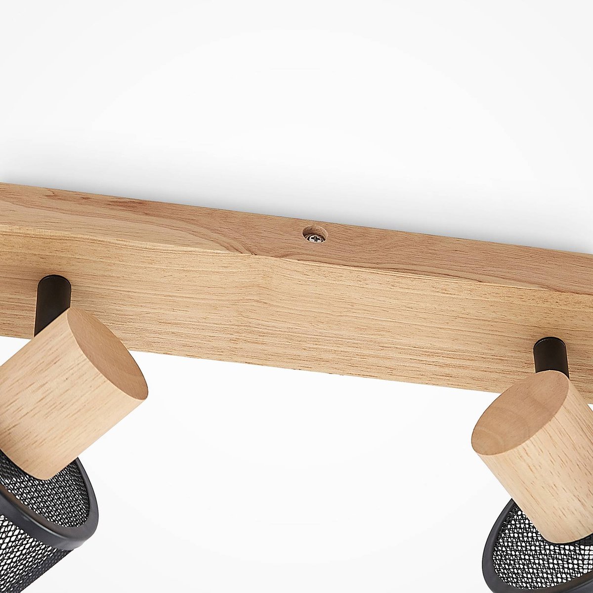 Spot en bois moderne, Evinora noir, bois clair, LINDBY