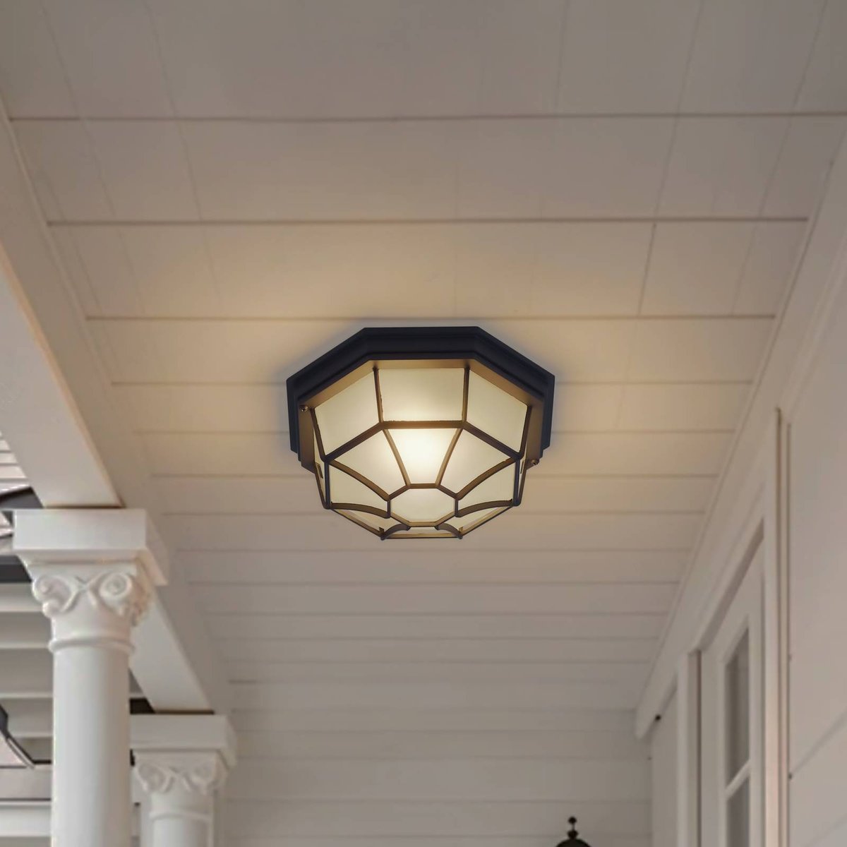 Plafonnier en aluminium moderne, Idril gris foncé, opale, LINDBY