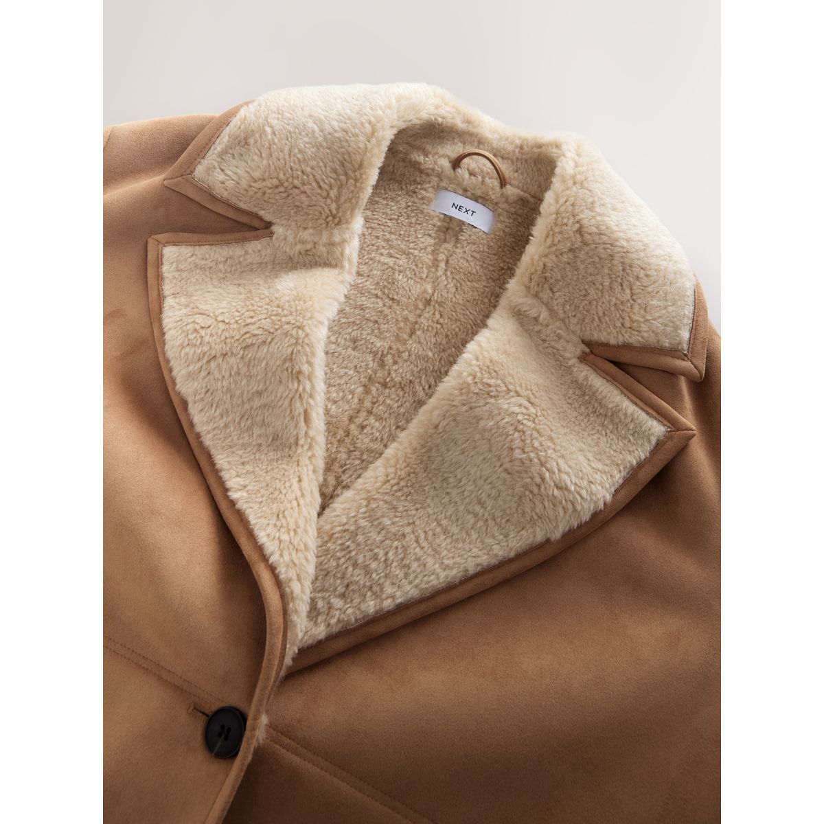 Manteau long en shearg marron fauve, NEXT