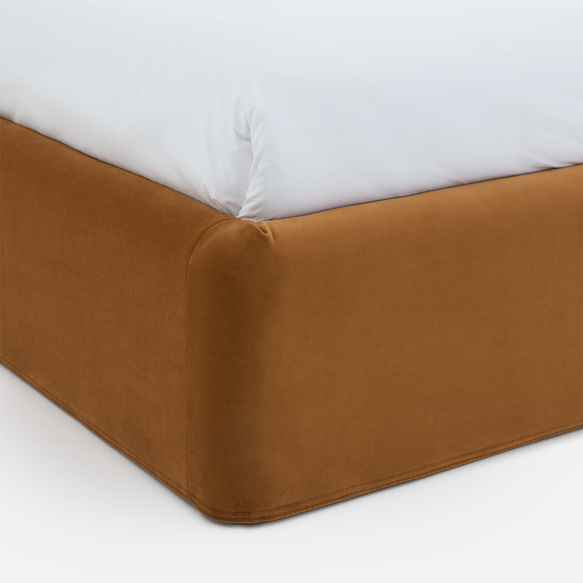 Lit coffre, tissu velours, sommier relevable, BOLEA bronze, LA REDOUTE INTERIEURS