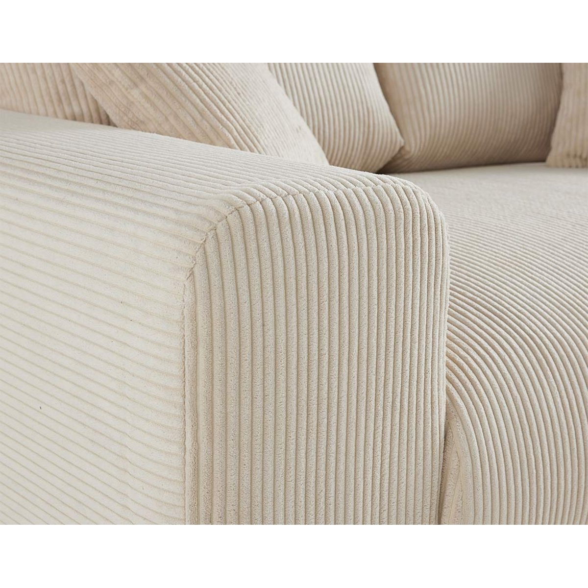 Garance - Ensemble de canapés droits 2+3 places velours côtelé beige, LISA DESIGN