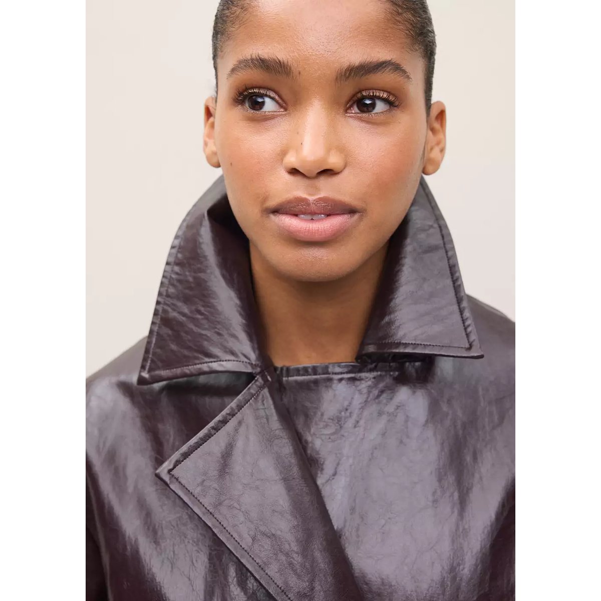 Veste cuir synthétique à revers bordeaux, MANGO TEEN