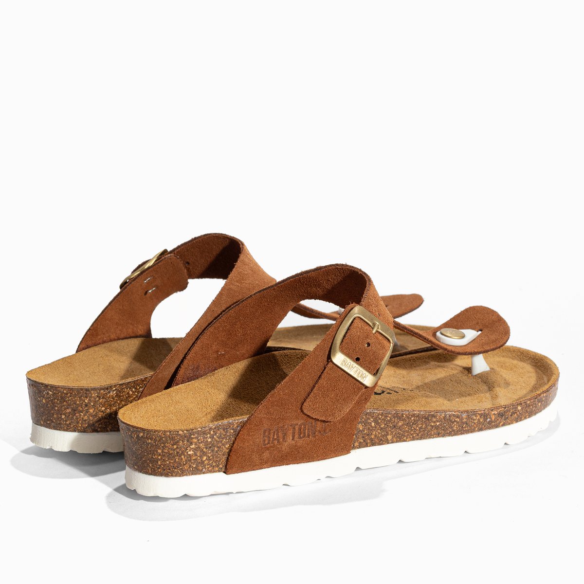 Tongs en cuir suedé MERCURE camel, BAYTON