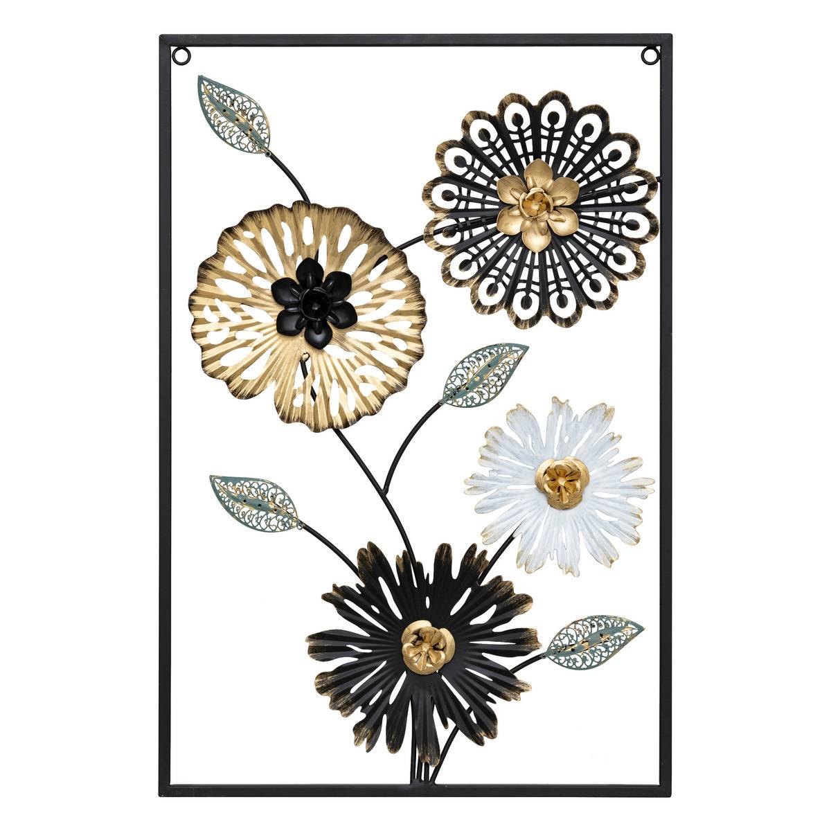 Décoration murale fleurs 3D en fonte FLORINE noir, ATMOSPHERA