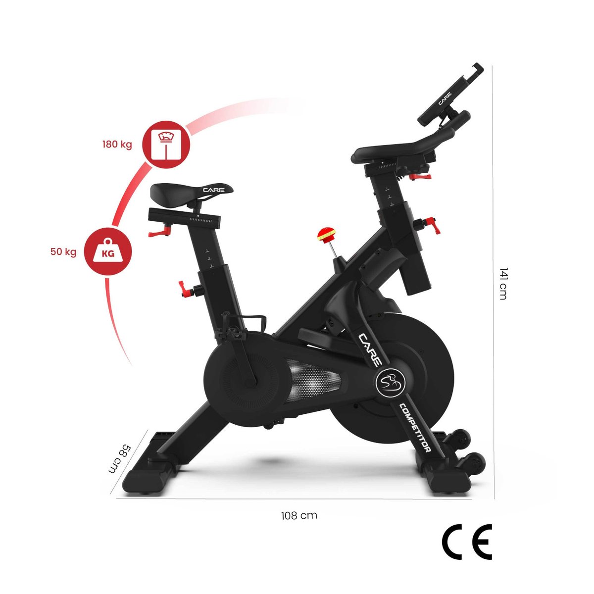 Vélo de biking Professionnel - CARE - COMPETITOR - Magnétique noir, CARE FITNESS
