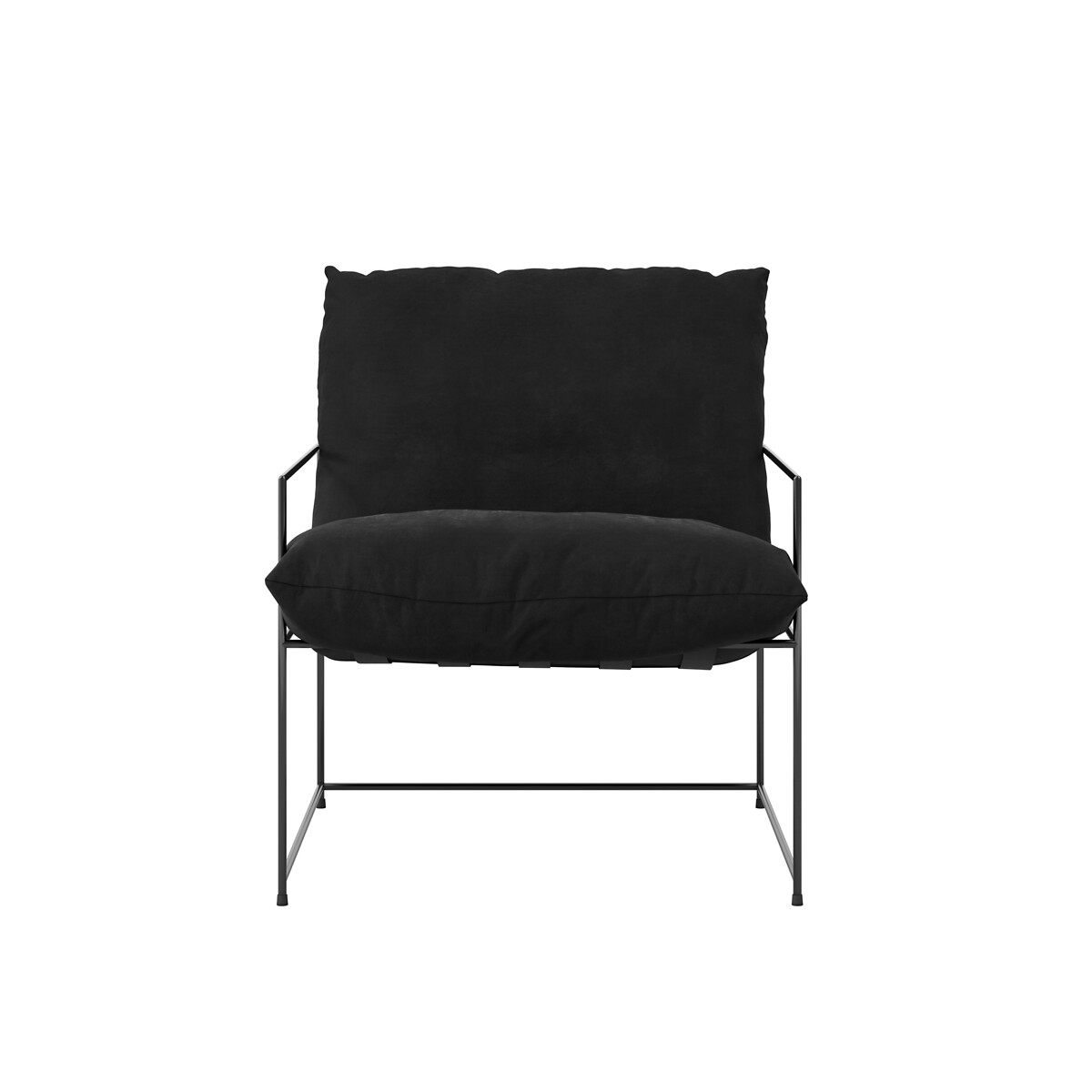 Eli Minimalist Velvet Accent Armchair black, ÉDITÉ