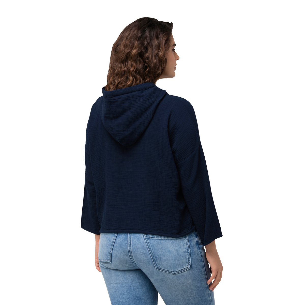 Blouse oversized en mousseline oversized bleu encre, ULLA POPKEN