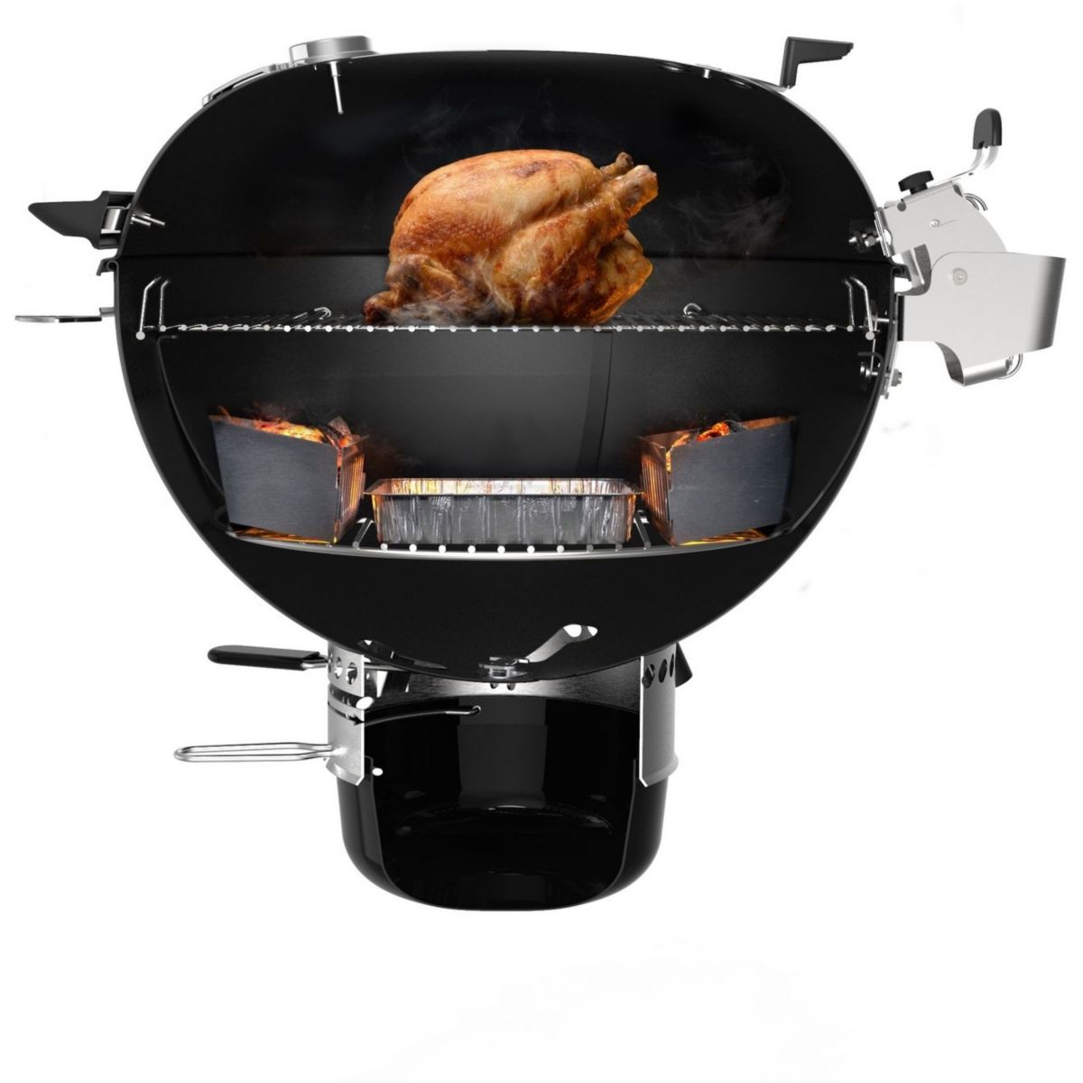 Barbecue charbon master-touch GBS premium E-5775 black sur pied 57 cm + grill GBS en fonte noir, WEBER
