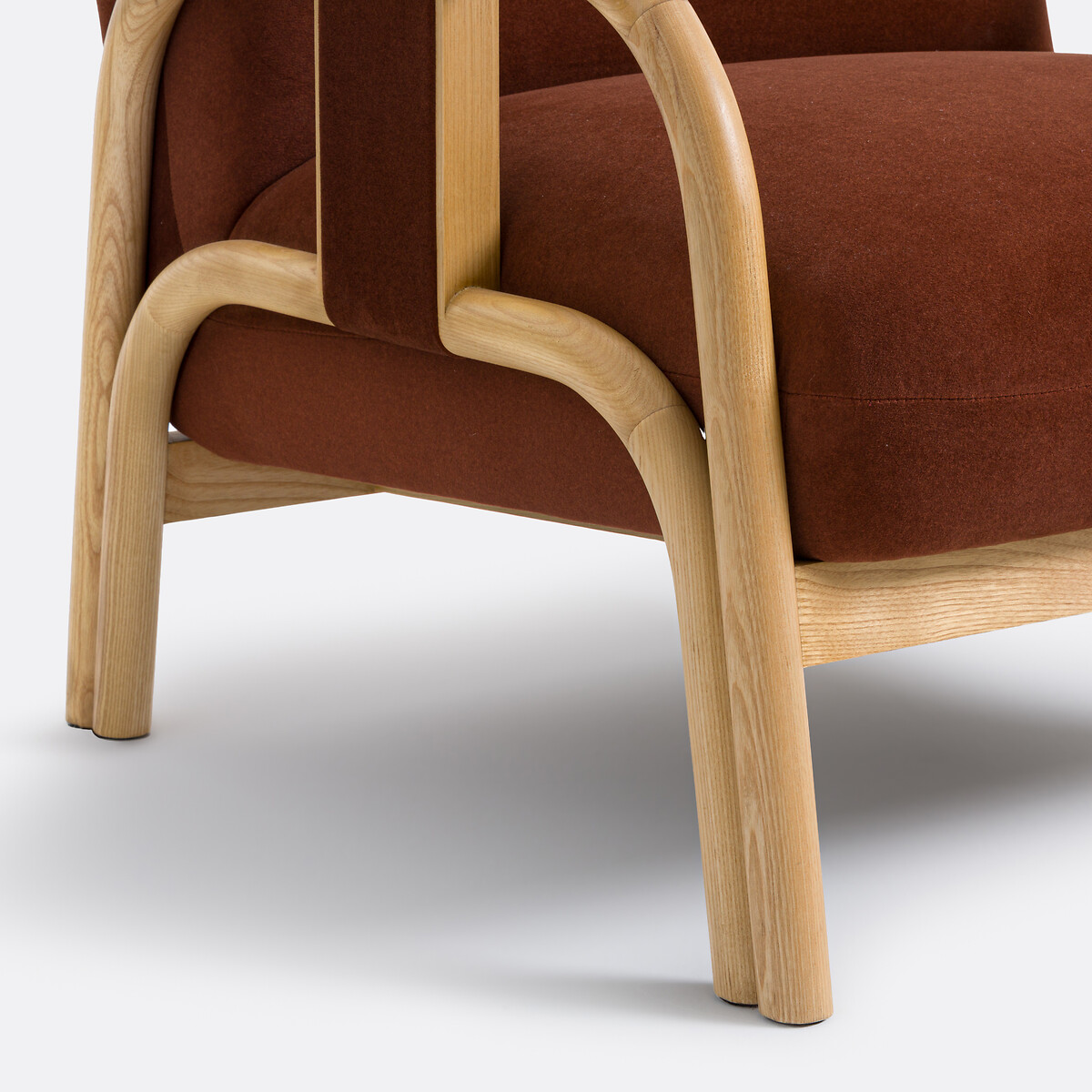 Fauteuil lounge, en velours et frêne, VINDY rouge, LA REDOUTE INTERIEURS