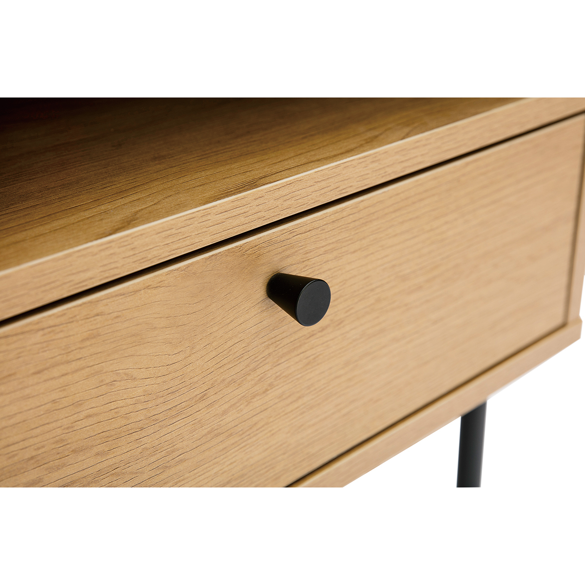 Table de chevet avec rangements finition bois clair chêne et métal noir PERNELLE chêne clair, MILIBOO