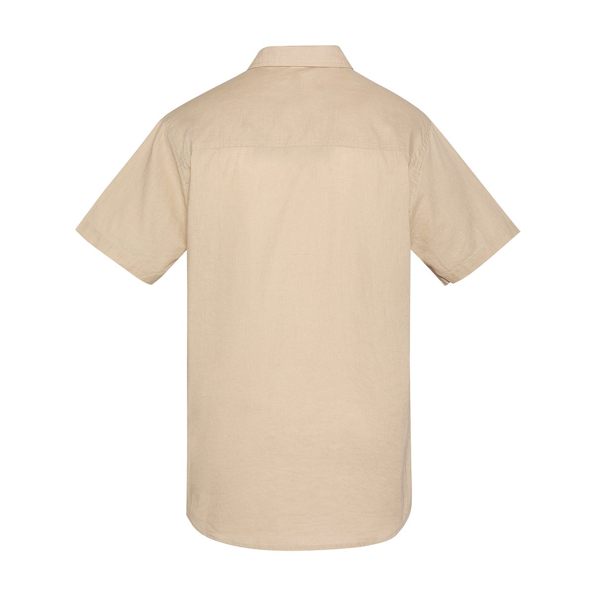 Chemise coton/lin à manches courtes beige, SCHOTT