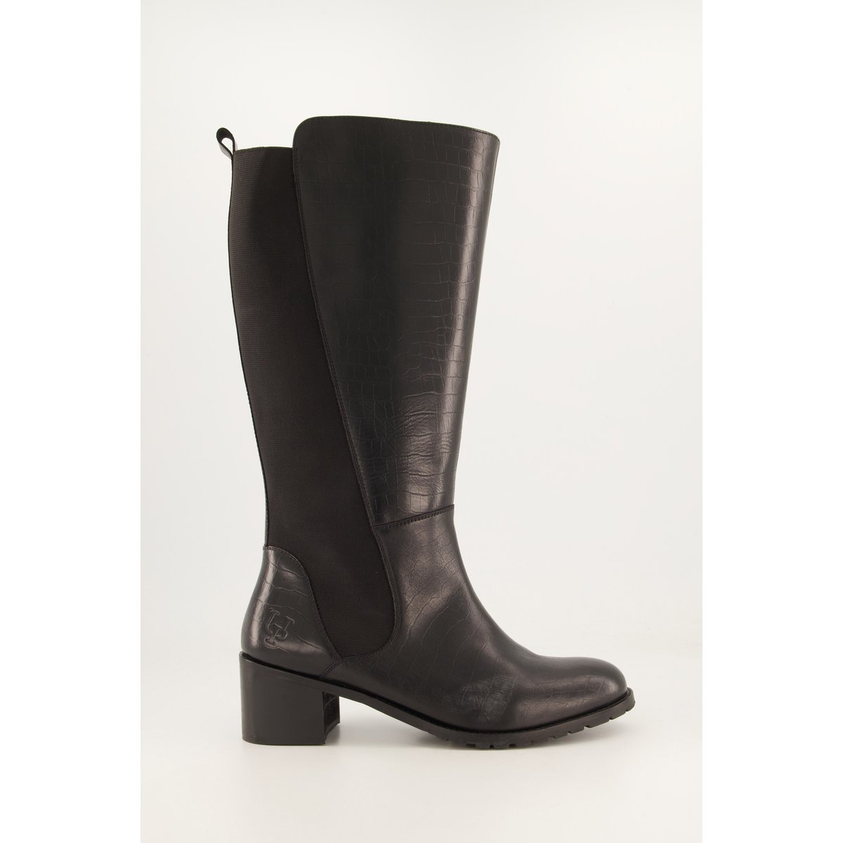 Bottes en cuir, tige XL , pied large noir, ULLA POPKEN