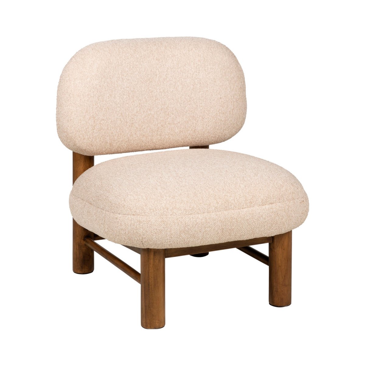 Fauteuil en tissu bouclette et bois- NUBO beige, DRAWER