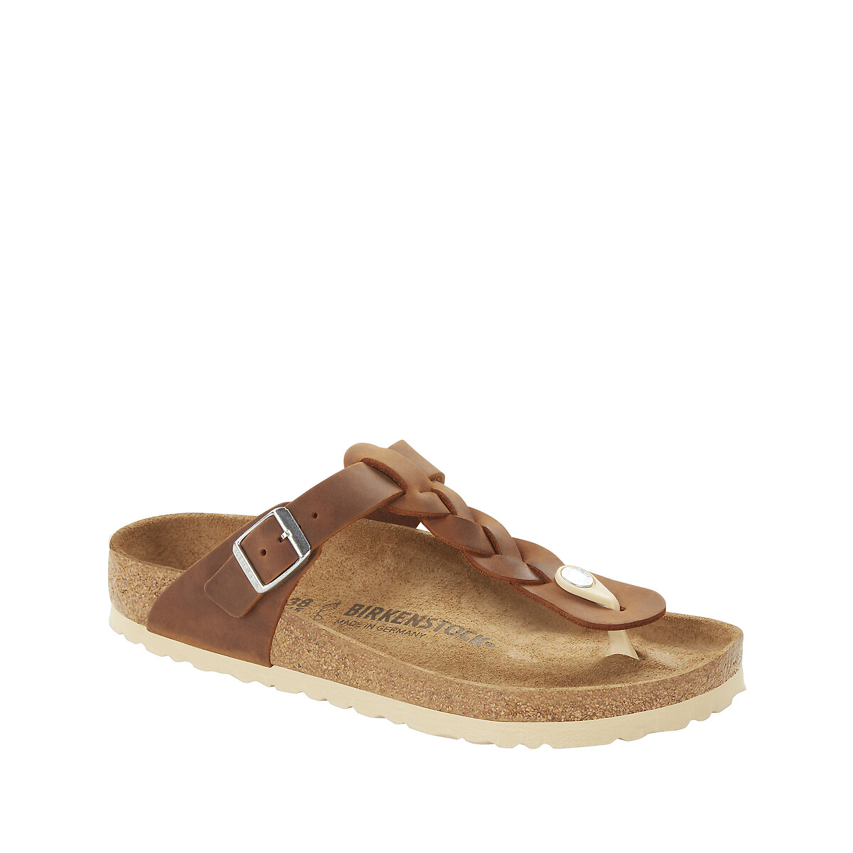 Gizeh Braided oiled leather flip flops cognac, BIRKENSTOCK