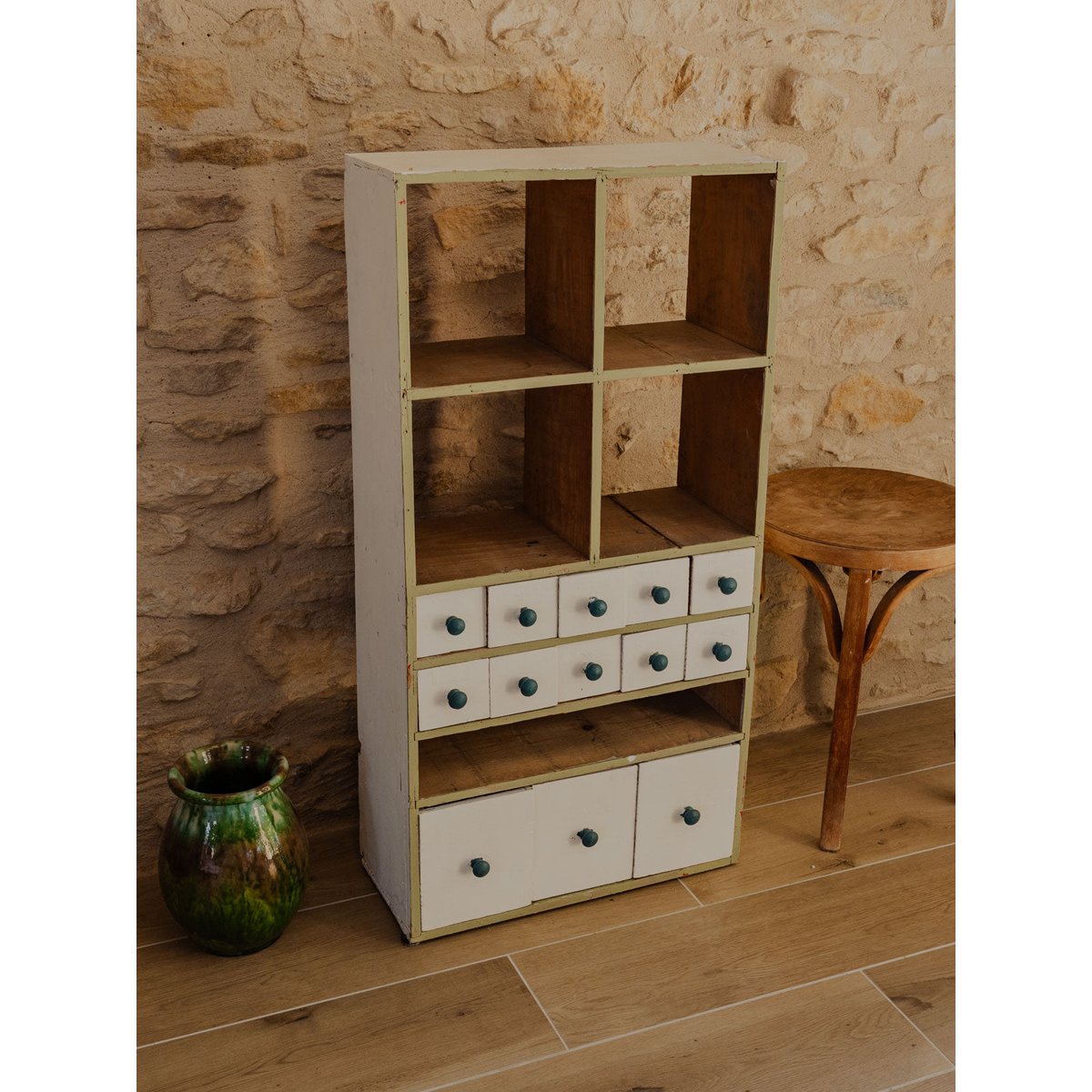 Petit meuble de métier en bois Fernand N°369 - Bon état blanc, DEBONGOUT