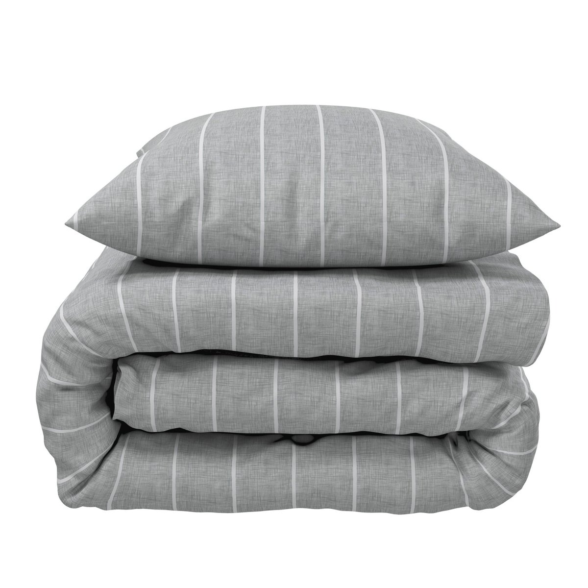 Parure de lit coton rayures - OXFORD gris, TERRE DE NUIT