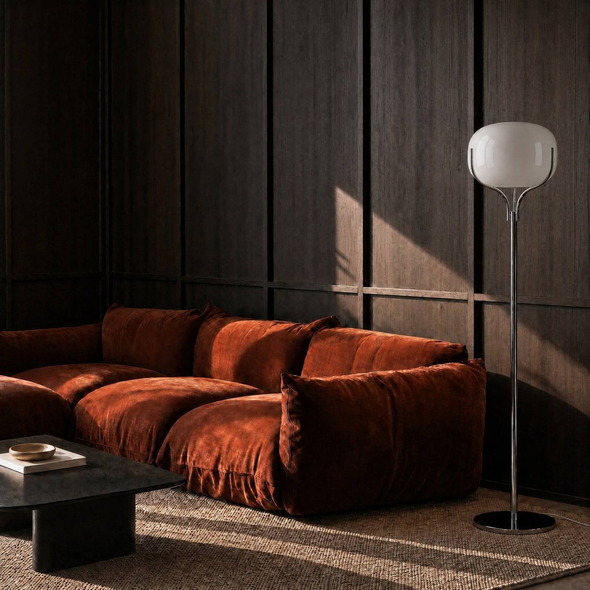 Lampadaire en métal design, Christo blanc, chrome, LUCANDE