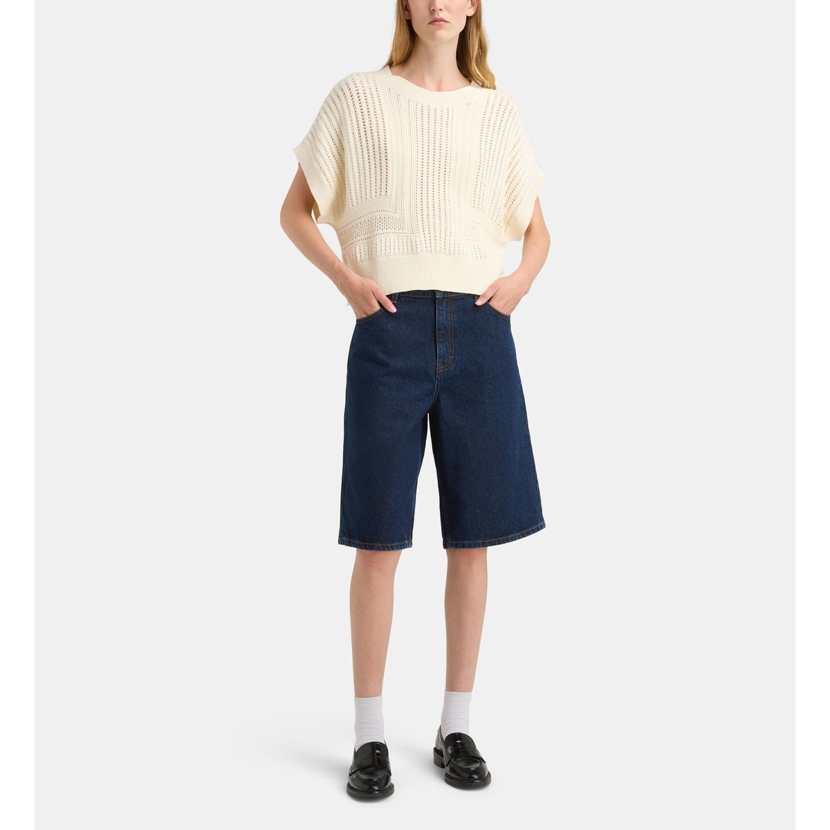 Bermuda denim fiona coton bleu moyen, GALERIES LAFAYETTE