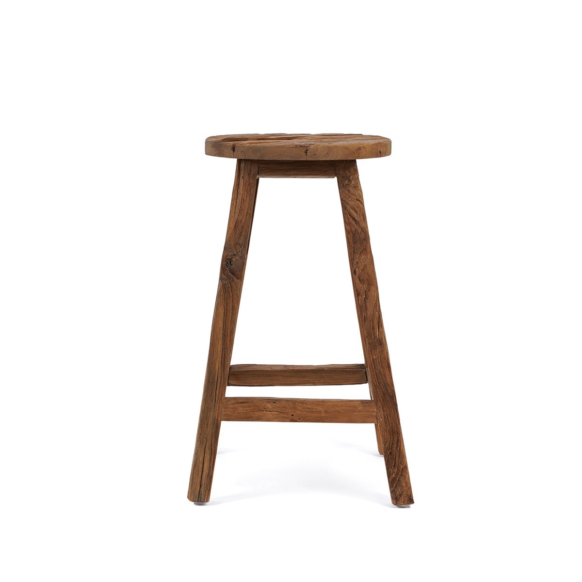 Tabouret de bar en bois de teck récupéré SHIBORI beige, BAZAR BIZAR