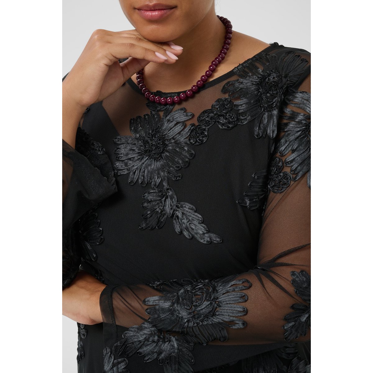 T-shirt à manches longues noir black, KAFFE CURVE