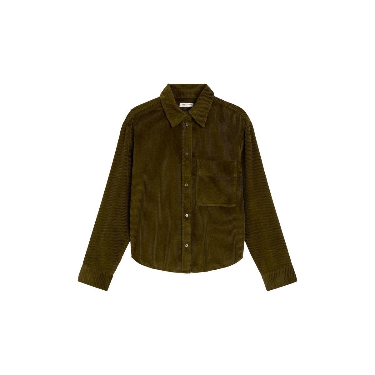 Blouse en velours côtelé fin relaxed en coton organique vert foncé, MARC O'POLO