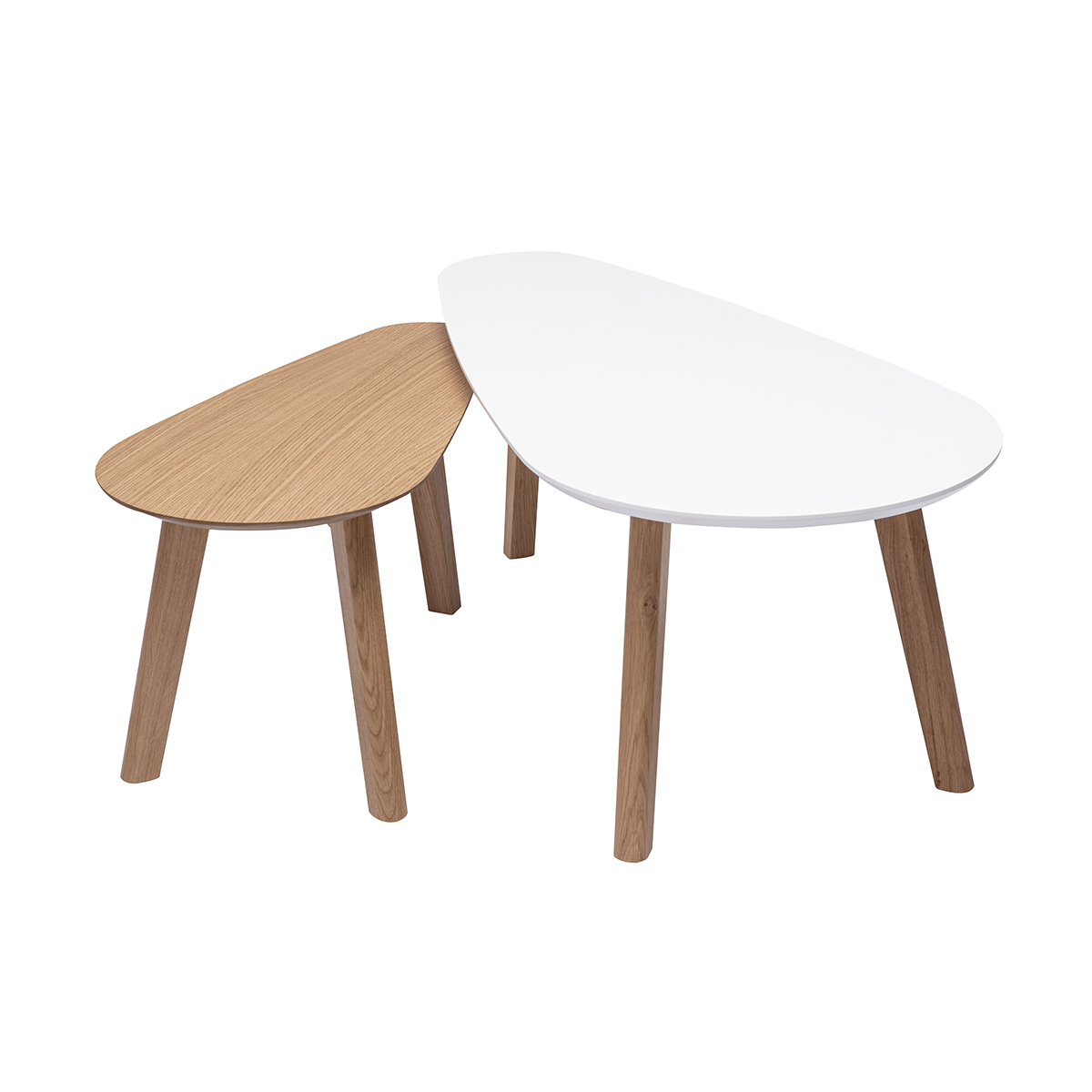 Tables basses gigognes scandinaves bois clair chêne et blanc (lot de 2) ARTIK chêne clair, MILIBOO