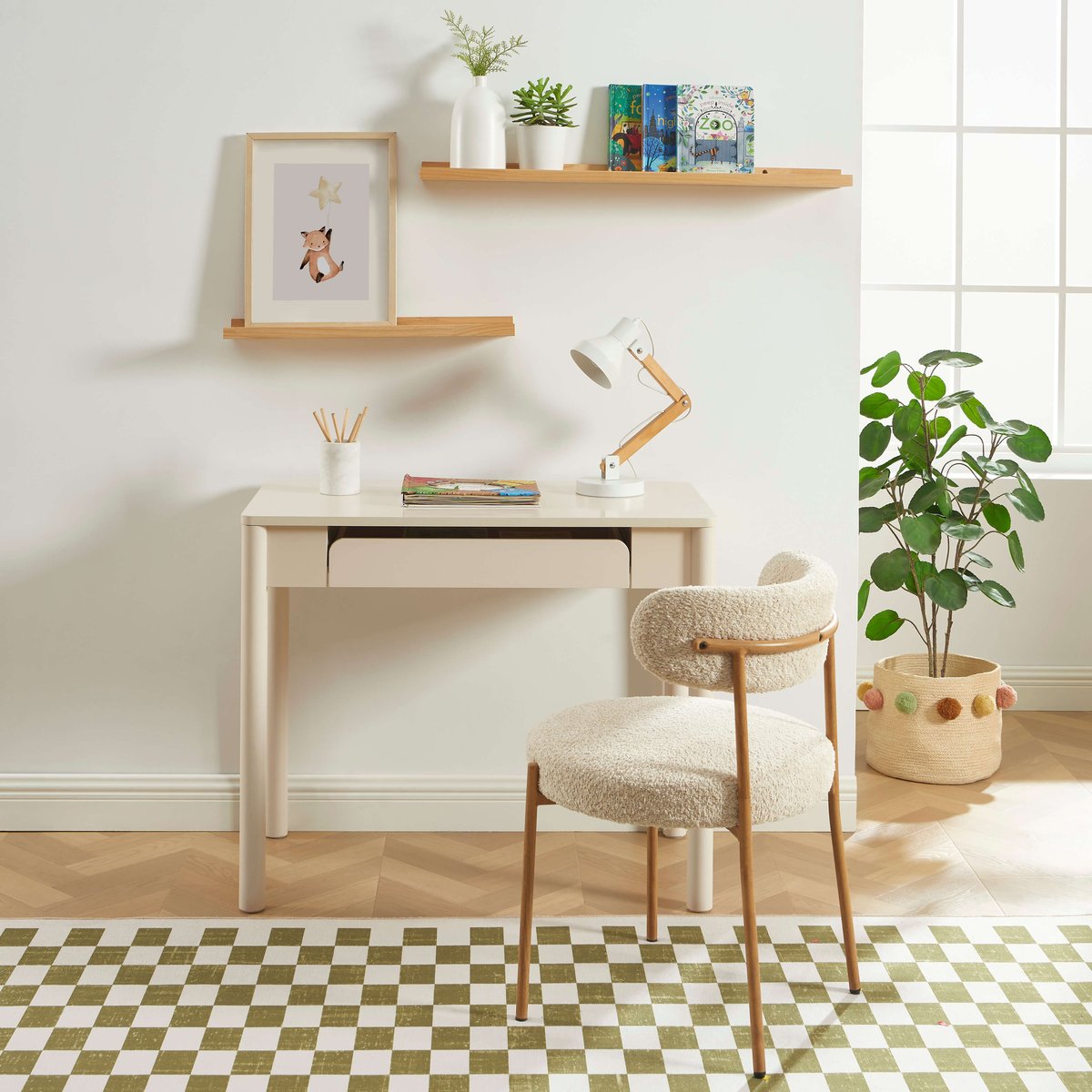 Bureau enfant  1 tiroir  CELIA beige, BAÏTA