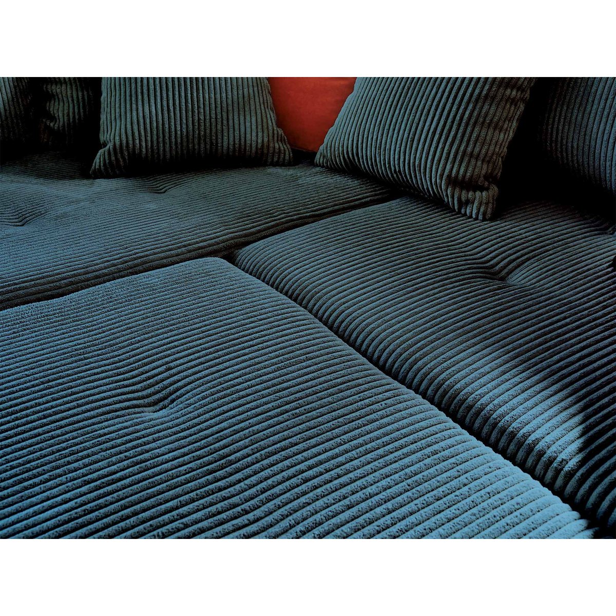 Canapé d'Angle droit 4 places + pouf places - RUNE bleu nuit, BEST MOBILIER