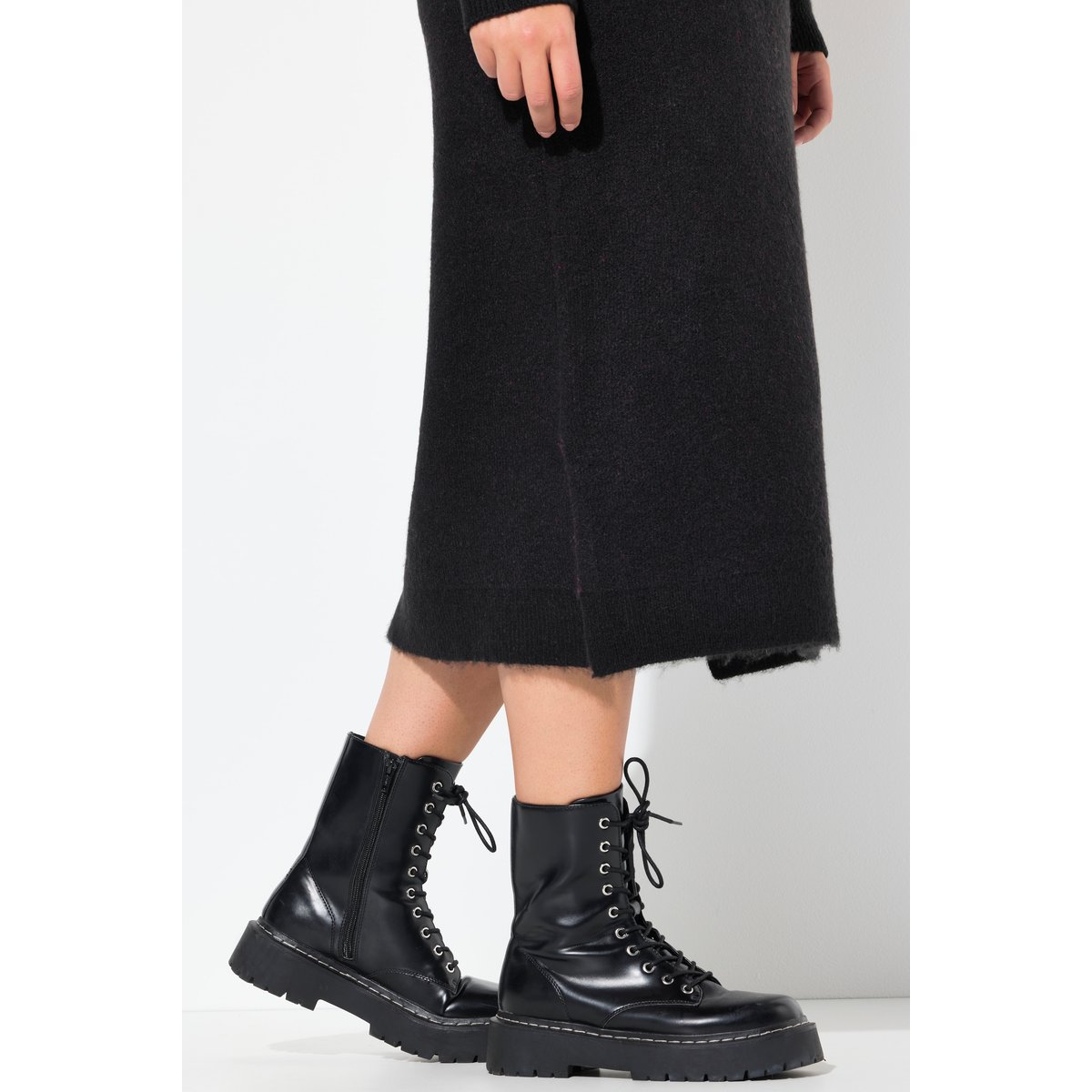 Robe midi en maille, dégradé de couleurs noir, ULLA POPKEN