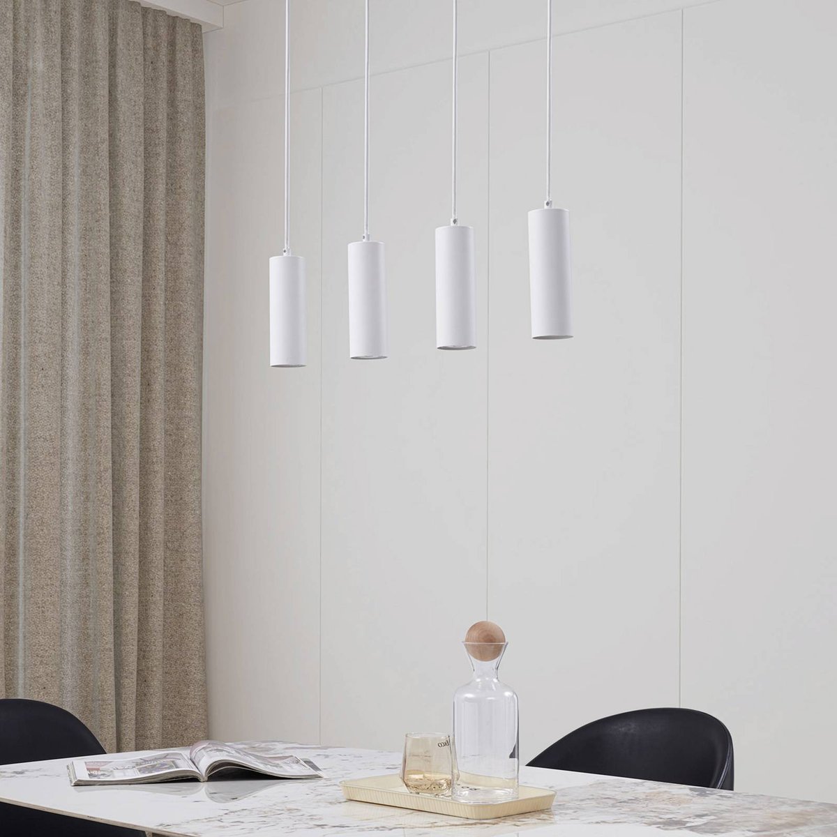 Suspension en métal moderne, Joffrey blanc, LINDBY